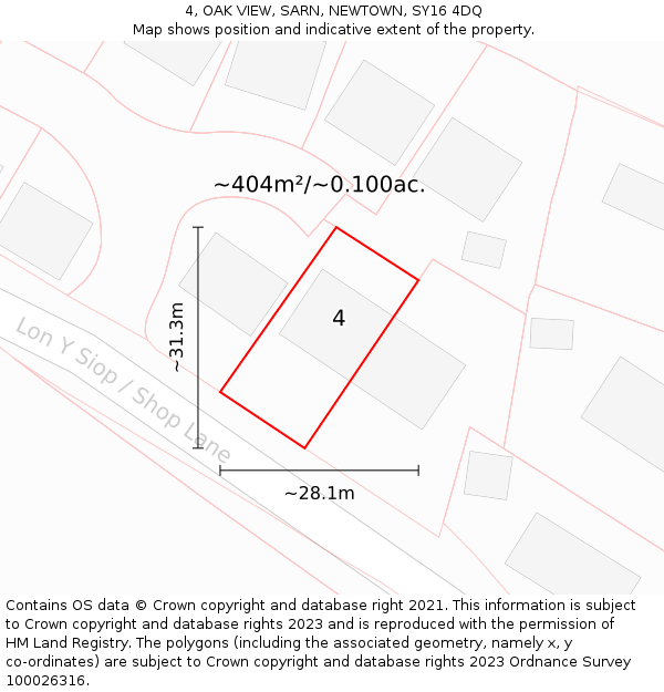 4, OAK VIEW, SARN, NEWTOWN, SY16 4DQ: Plot and title map