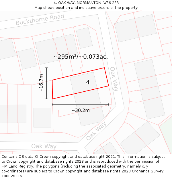 4, OAK WAY, NORMANTON, WF6 2FR: Plot and title map