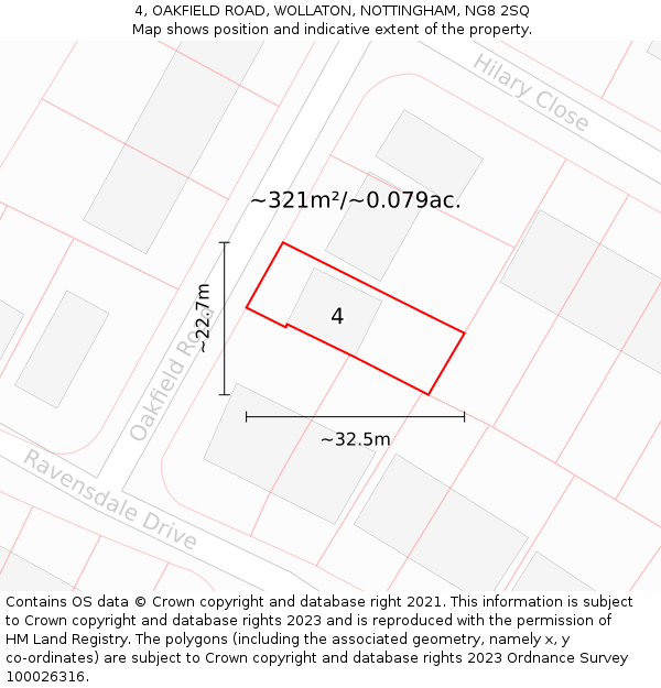 4, OAKFIELD ROAD, WOLLATON, NOTTINGHAM, NG8 2SQ: Plot and title map