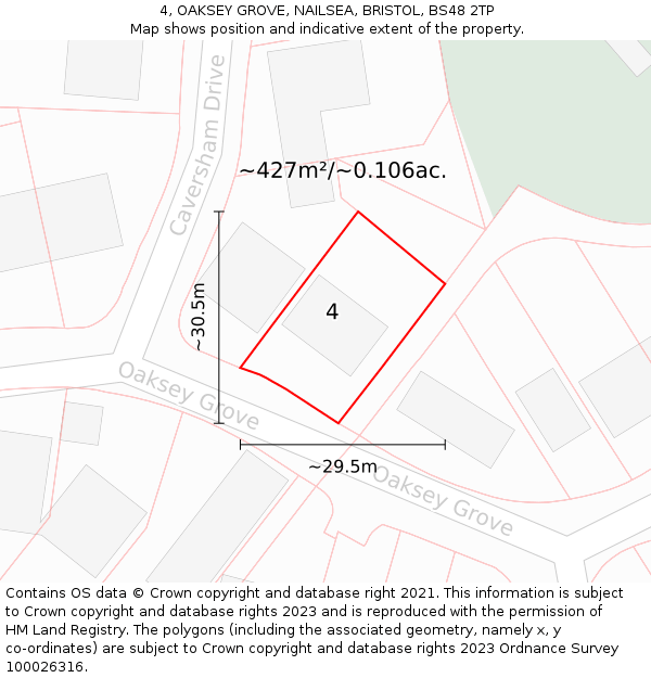 4, OAKSEY GROVE, NAILSEA, BRISTOL, BS48 2TP: Plot and title map