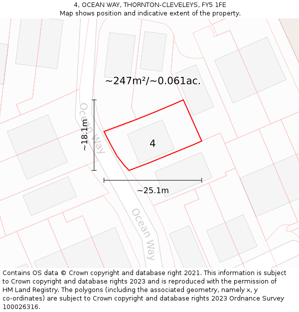 4, OCEAN WAY, THORNTON-CLEVELEYS, FY5 1FE: Plot and title map