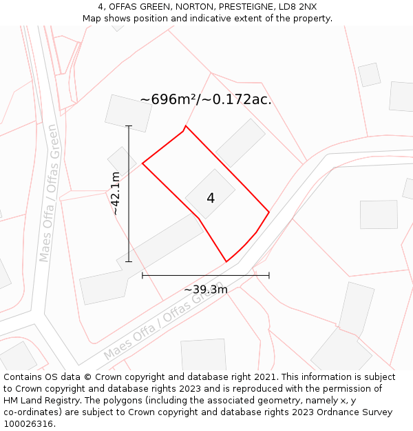 4, OFFAS GREEN, NORTON, PRESTEIGNE, LD8 2NX: Plot and title map