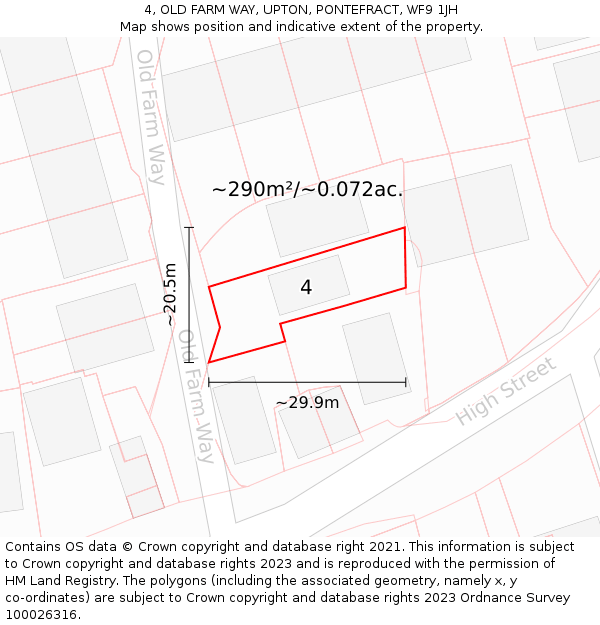 4, OLD FARM WAY, UPTON, PONTEFRACT, WF9 1JH: Plot and title map