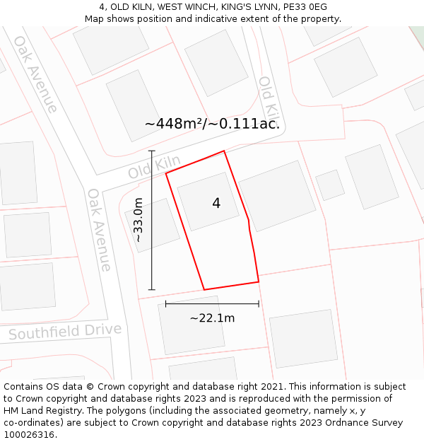 4, OLD KILN, WEST WINCH, KING'S LYNN, PE33 0EG: Plot and title map