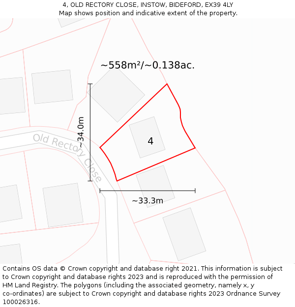 4, OLD RECTORY CLOSE, INSTOW, BIDEFORD, EX39 4LY: Plot and title map