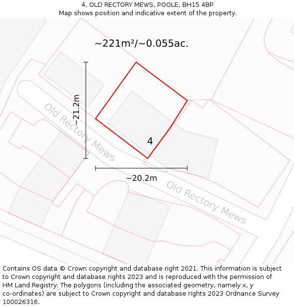 4, OLD RECTORY MEWS, POOLE, BH15 4BP: Plot and title map