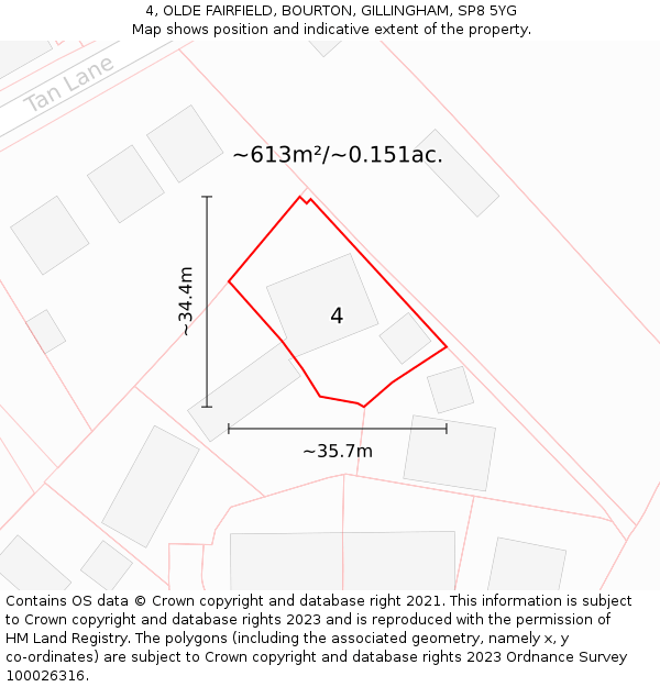 4, OLDE FAIRFIELD, BOURTON, GILLINGHAM, SP8 5YG: Plot and title map