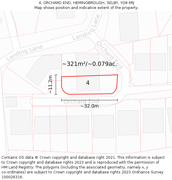 4, ORCHARD END, HEMINGBROUGH, SELBY, YO8 6RJ: Plot and title map