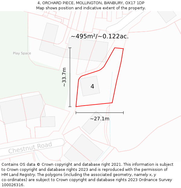 4, ORCHARD PIECE, MOLLINGTON, BANBURY, OX17 1DP: Plot and title map