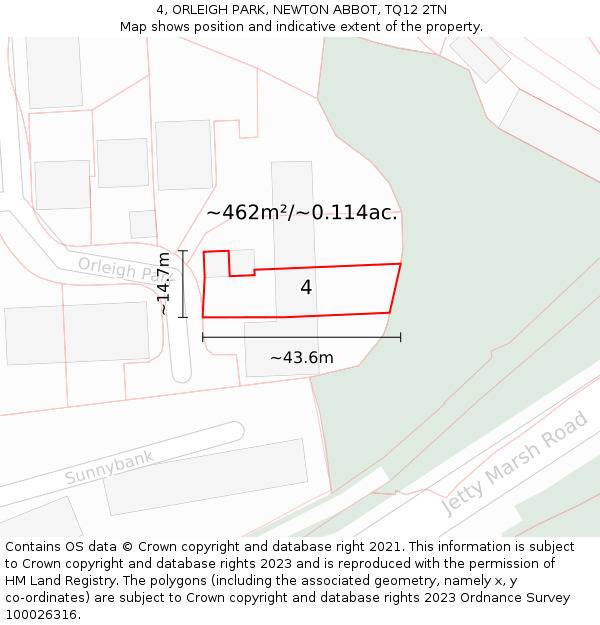 4, ORLEIGH PARK, NEWTON ABBOT, TQ12 2TN: Plot and title map