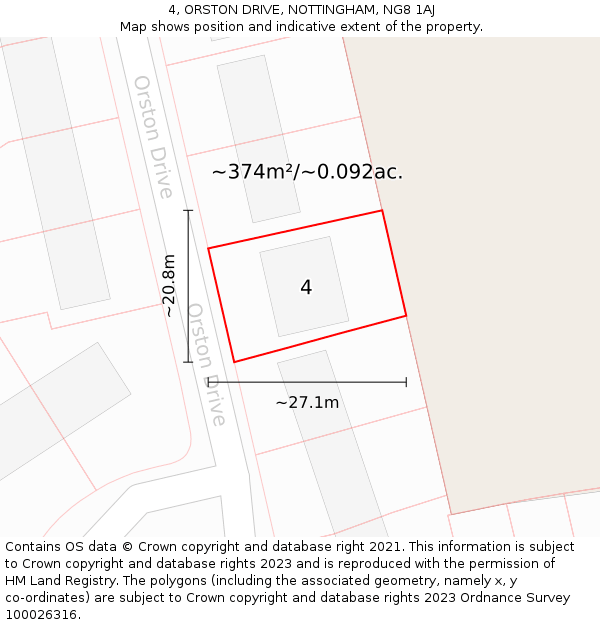 4, ORSTON DRIVE, NOTTINGHAM, NG8 1AJ: Plot and title map