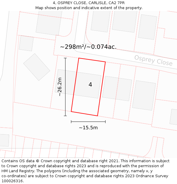 4, OSPREY CLOSE, CARLISLE, CA2 7PR: Plot and title map