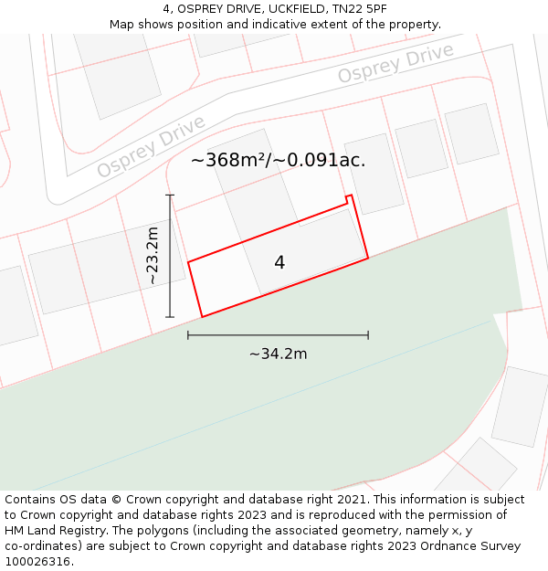 4, OSPREY DRIVE, UCKFIELD, TN22 5PF: Plot and title map
