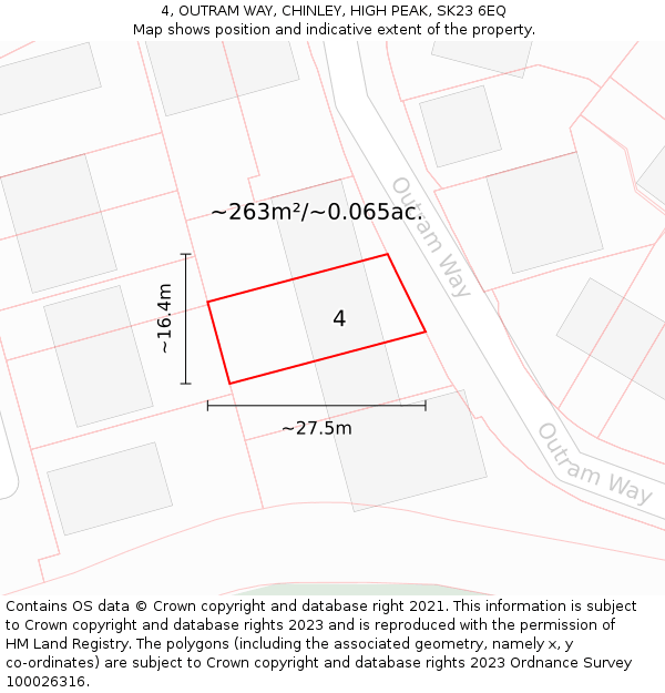 4, OUTRAM WAY, CHINLEY, HIGH PEAK, SK23 6EQ: Plot and title map