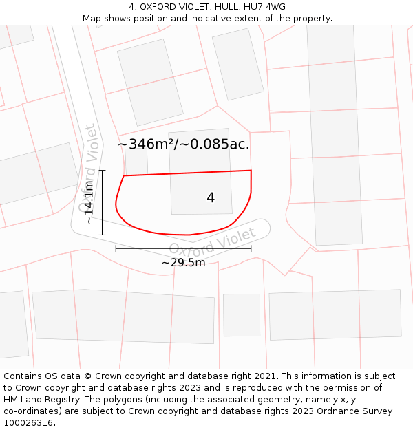 4, OXFORD VIOLET, HULL, HU7 4WG: Plot and title map