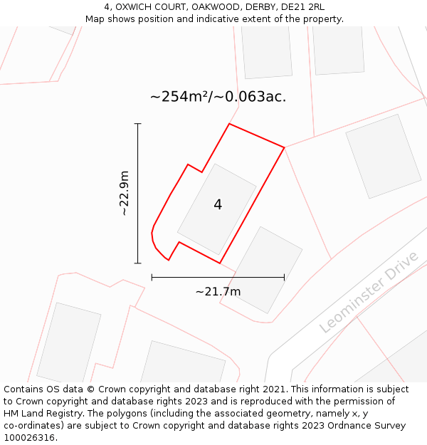 4, OXWICH COURT, OAKWOOD, DERBY, DE21 2RL: Plot and title map