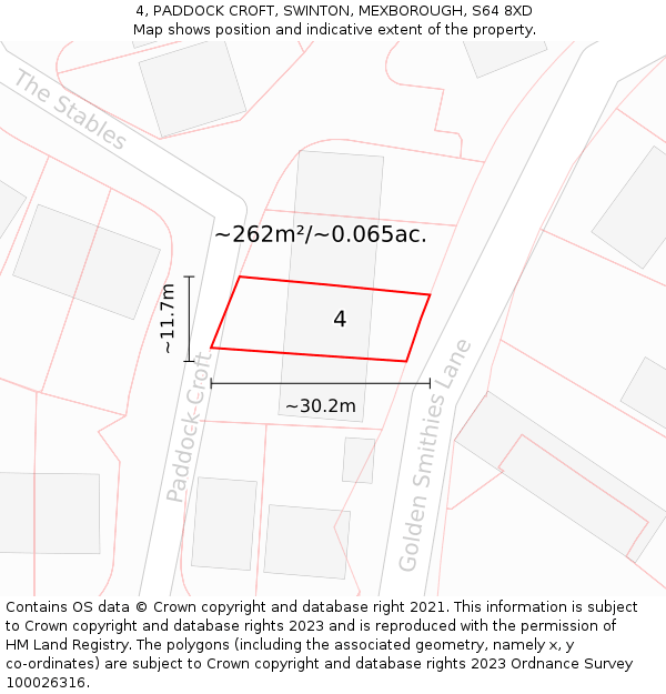 4, PADDOCK CROFT, SWINTON, MEXBOROUGH, S64 8XD: Plot and title map