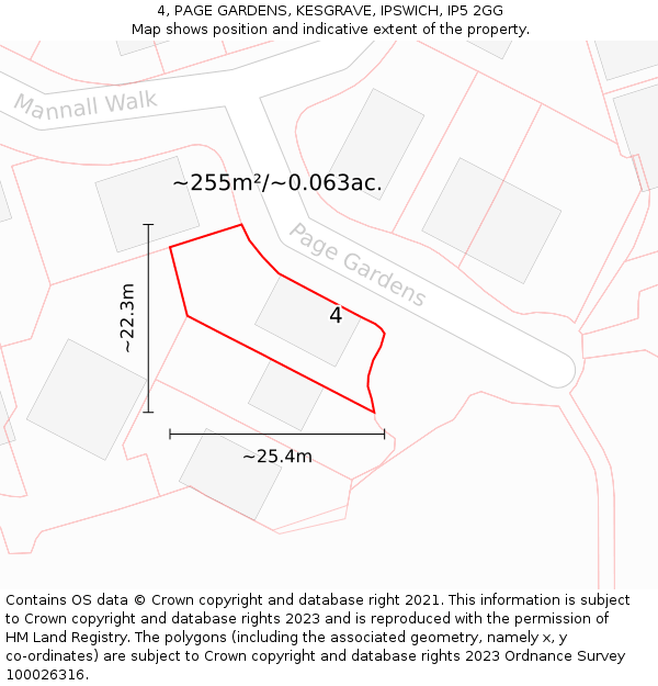 4, PAGE GARDENS, KESGRAVE, IPSWICH, IP5 2GG: Plot and title map