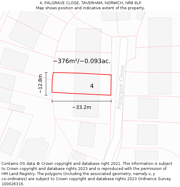 4, PALGRAVE CLOSE, TAVERHAM, NORWICH, NR8 6LP: Plot and title map