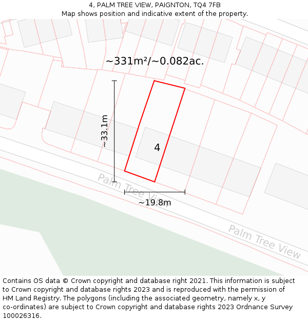 4, PALM TREE VIEW, PAIGNTON, TQ4 7FB: Plot and title map