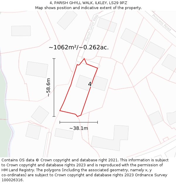 4, PARISH GHYLL WALK, ILKLEY, LS29 9PZ: Plot and title map