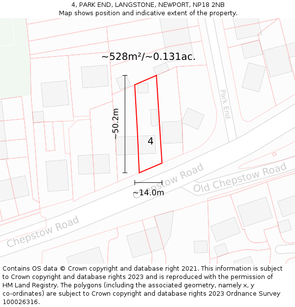 4, PARK END, LANGSTONE, NEWPORT, NP18 2NB: Plot and title map