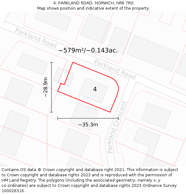 4, PARKLAND ROAD, NORWICH, NR6 7RG: Plot and title map