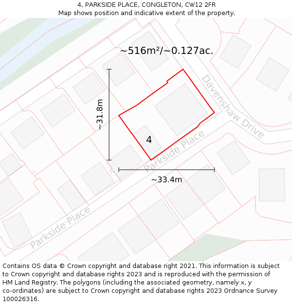 4, PARKSIDE PLACE, CONGLETON, CW12 2FR: Plot and title map