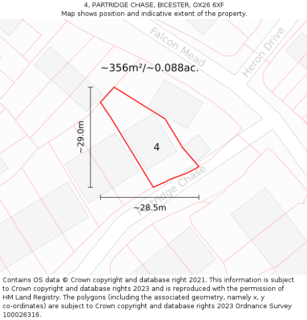 4, PARTRIDGE CHASE, BICESTER, OX26 6XF: Plot and title map