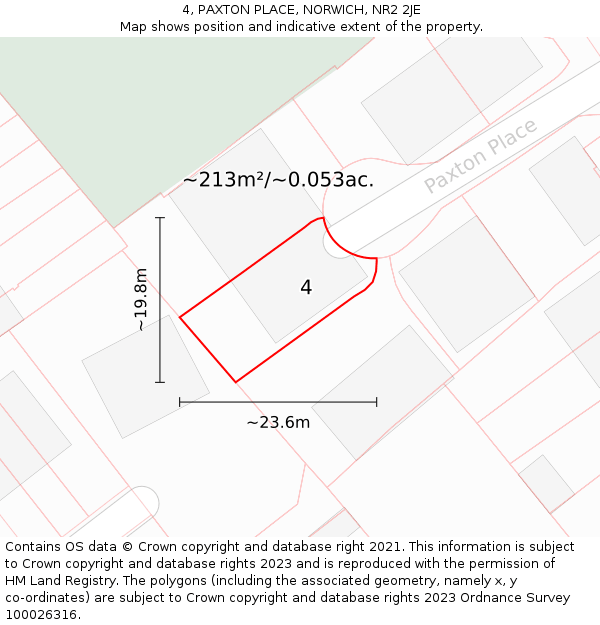 4, PAXTON PLACE, NORWICH, NR2 2JE: Plot and title map