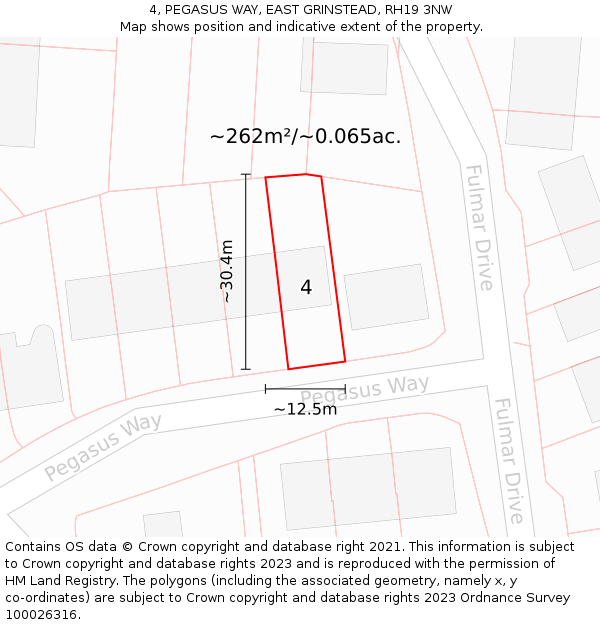 4, PEGASUS WAY, EAST GRINSTEAD, RH19 3NW: Plot and title map