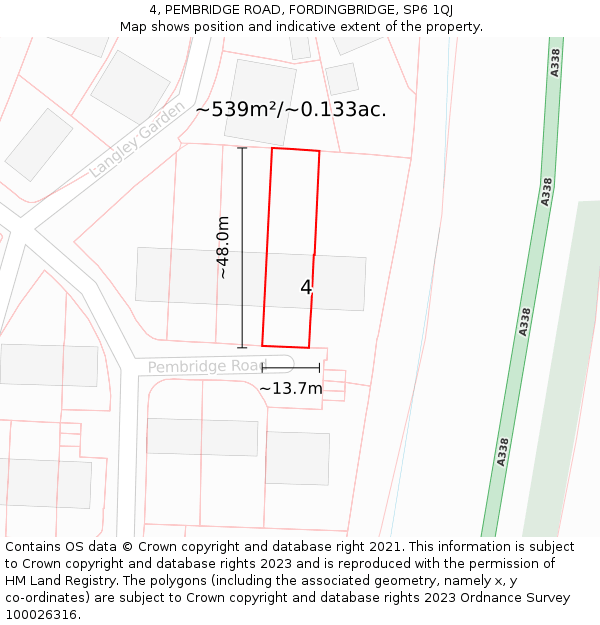 4, PEMBRIDGE ROAD, FORDINGBRIDGE, SP6 1QJ: Plot and title map