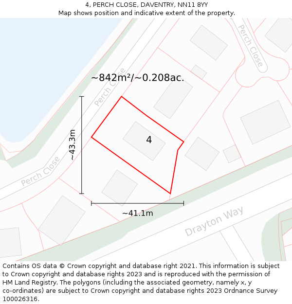 4, PERCH CLOSE, DAVENTRY, NN11 8YY: Plot and title map