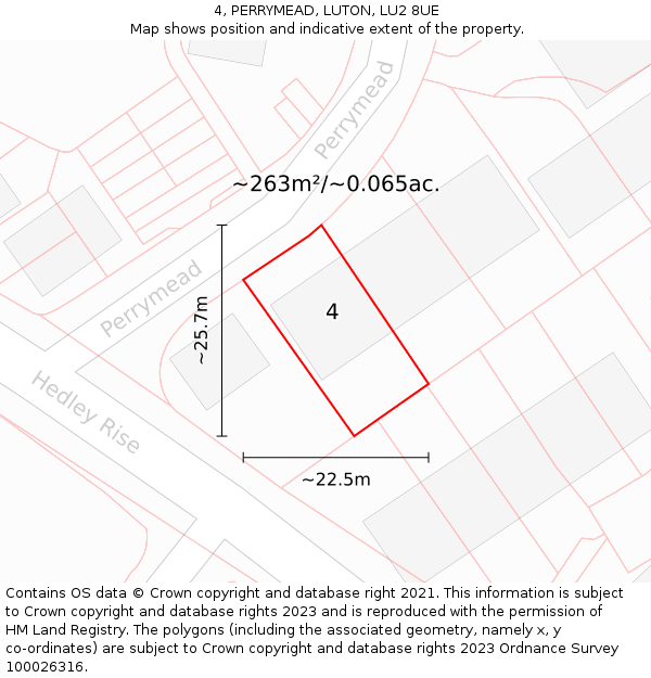4, PERRYMEAD, LUTON, LU2 8UE: Plot and title map