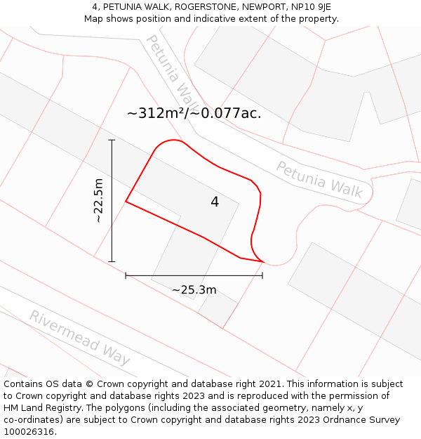 4, PETUNIA WALK, ROGERSTONE, NEWPORT, NP10 9JE: Plot and title map
