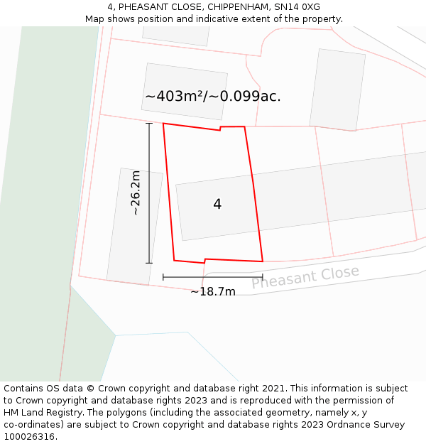 4, PHEASANT CLOSE, CHIPPENHAM, SN14 0XG: Plot and title map