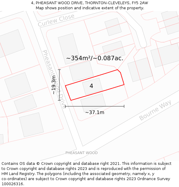 4, PHEASANT WOOD DRIVE, THORNTON-CLEVELEYS, FY5 2AW: Plot and title map
