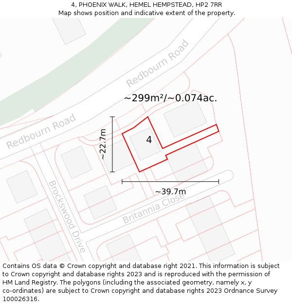 4, PHOENIX WALK, HEMEL HEMPSTEAD, HP2 7RR: Plot and title map