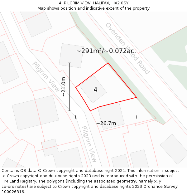 4, PILGRIM VIEW, HALIFAX, HX2 0SY: Plot and title map