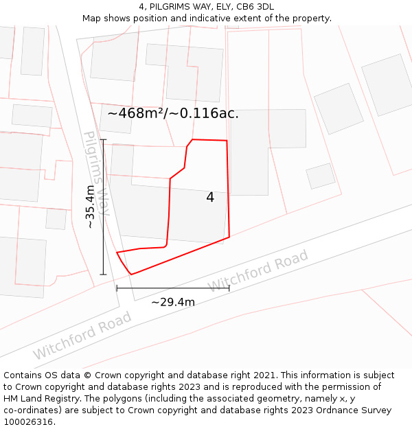 4, PILGRIMS WAY, ELY, CB6 3DL: Plot and title map