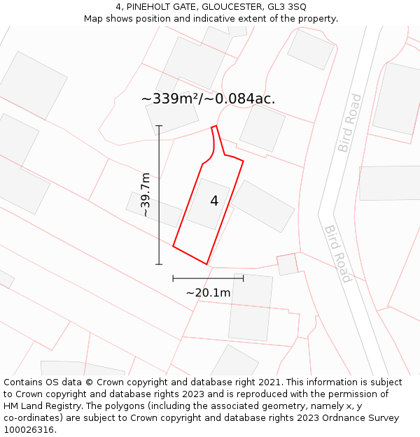 4, PINEHOLT GATE, GLOUCESTER, GL3 3SQ: Plot and title map