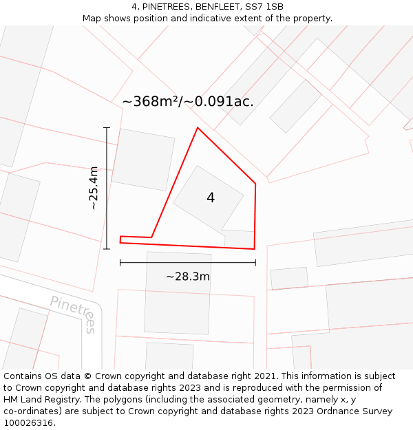 4, PINETREES, BENFLEET, SS7 1SB: Plot and title map