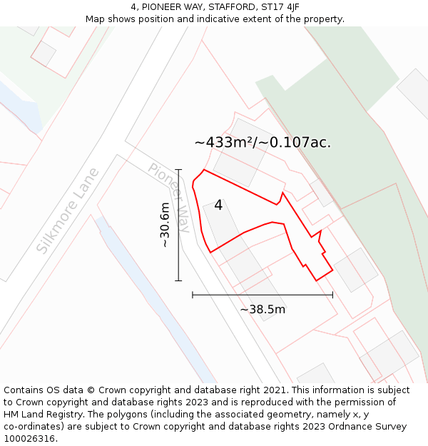 4, PIONEER WAY, STAFFORD, ST17 4JF: Plot and title map