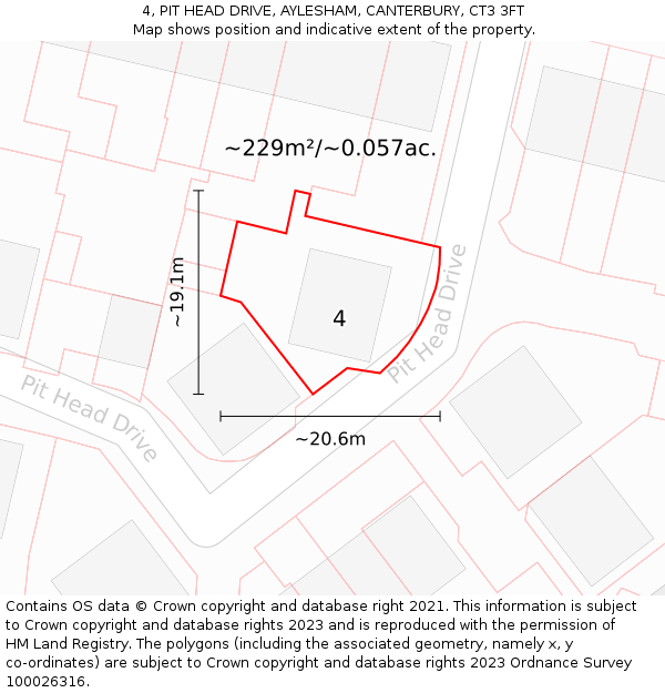 4, PIT HEAD DRIVE, AYLESHAM, CANTERBURY, CT3 3FT: Plot and title map