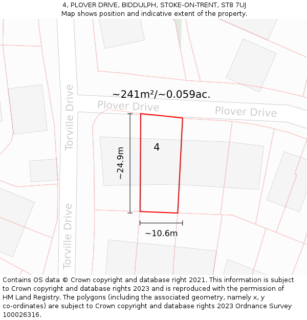 4, PLOVER DRIVE, BIDDULPH, STOKE-ON-TRENT, ST8 7UJ: Plot and title map