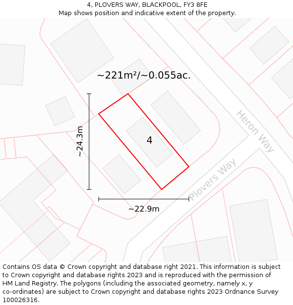 4, PLOVERS WAY, BLACKPOOL, FY3 8FE: Plot and title map