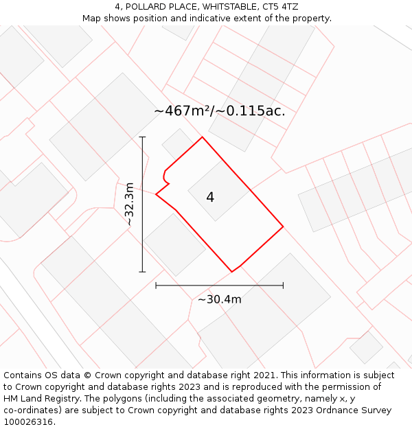 4, POLLARD PLACE, WHITSTABLE, CT5 4TZ: Plot and title map