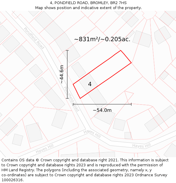 4, PONDFIELD ROAD, BROMLEY, BR2 7HS: Plot and title map