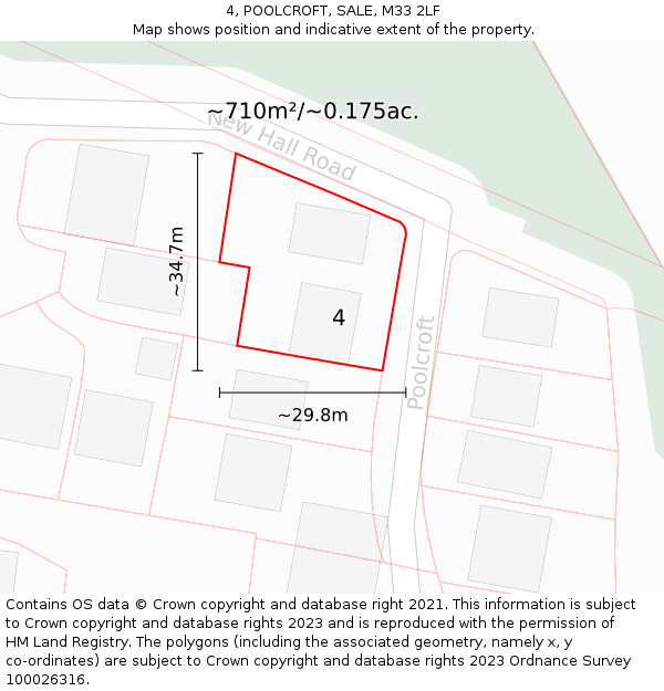 4, POOLCROFT, SALE, M33 2LF: Plot and title map