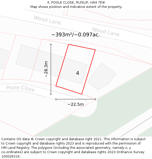4, POOLE CLOSE, RUISLIP, HA4 7EW: Plot and title map